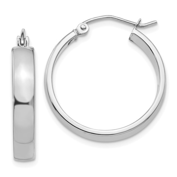 10k White Gold Polished Hoop Earring - Picture 1 of 4